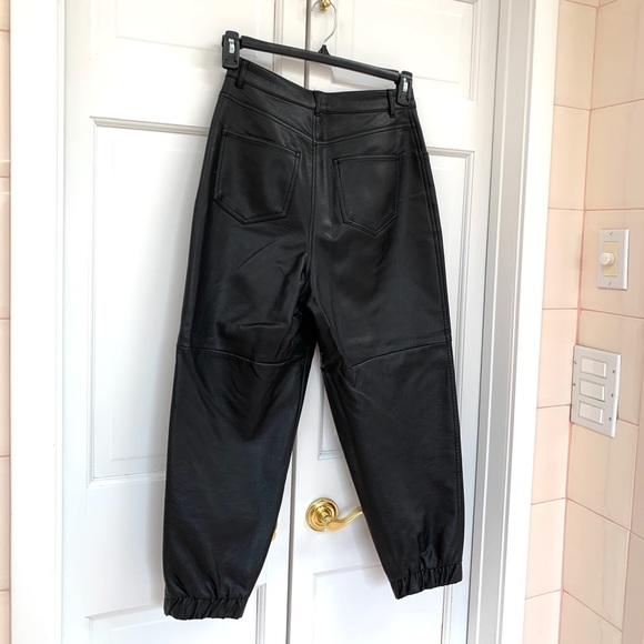 Zara Black Faux Leather Jogger Pants - Picture 9 of 12